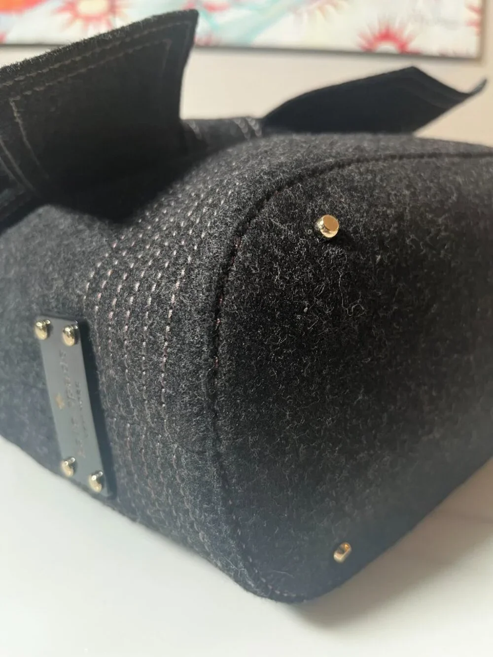 Kate Spade New York RARE Black Felt Bow Satchel Top Handle Dust Bag + COA - Picture 7 of 13